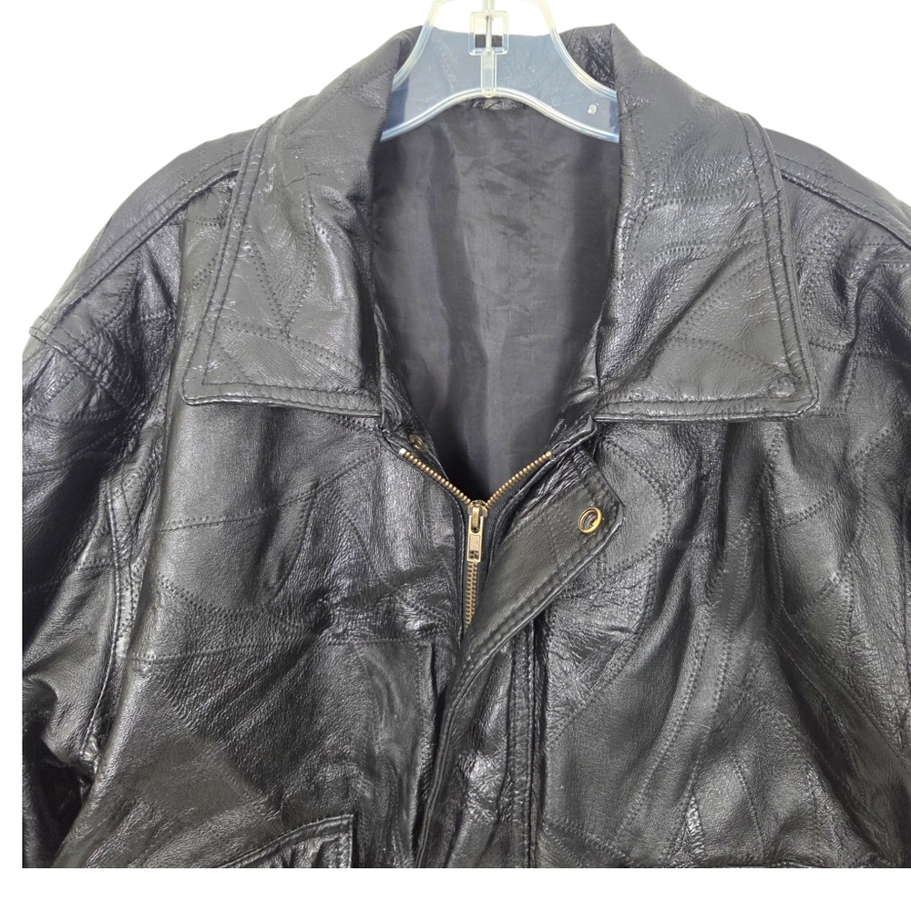 Vintage Patchwork Leather Bomber Jacker Mens Larg… - image 8